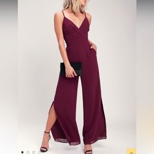 Lulu’s burgundy wide leg jumpsuit